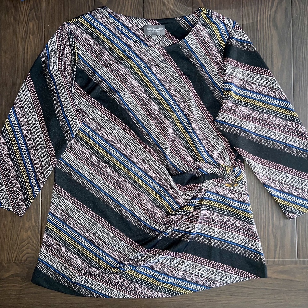 Once & Again NYC Collection Womens Striped Multicolor Top, Size L